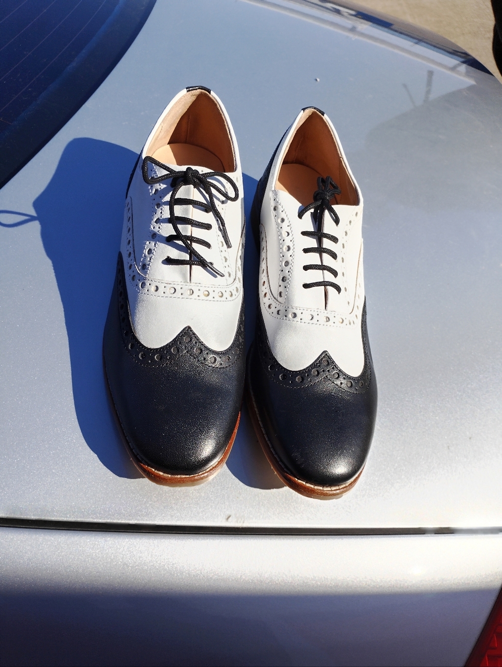 Men’s Two-Tone Wingtip Oxfords - Black & White